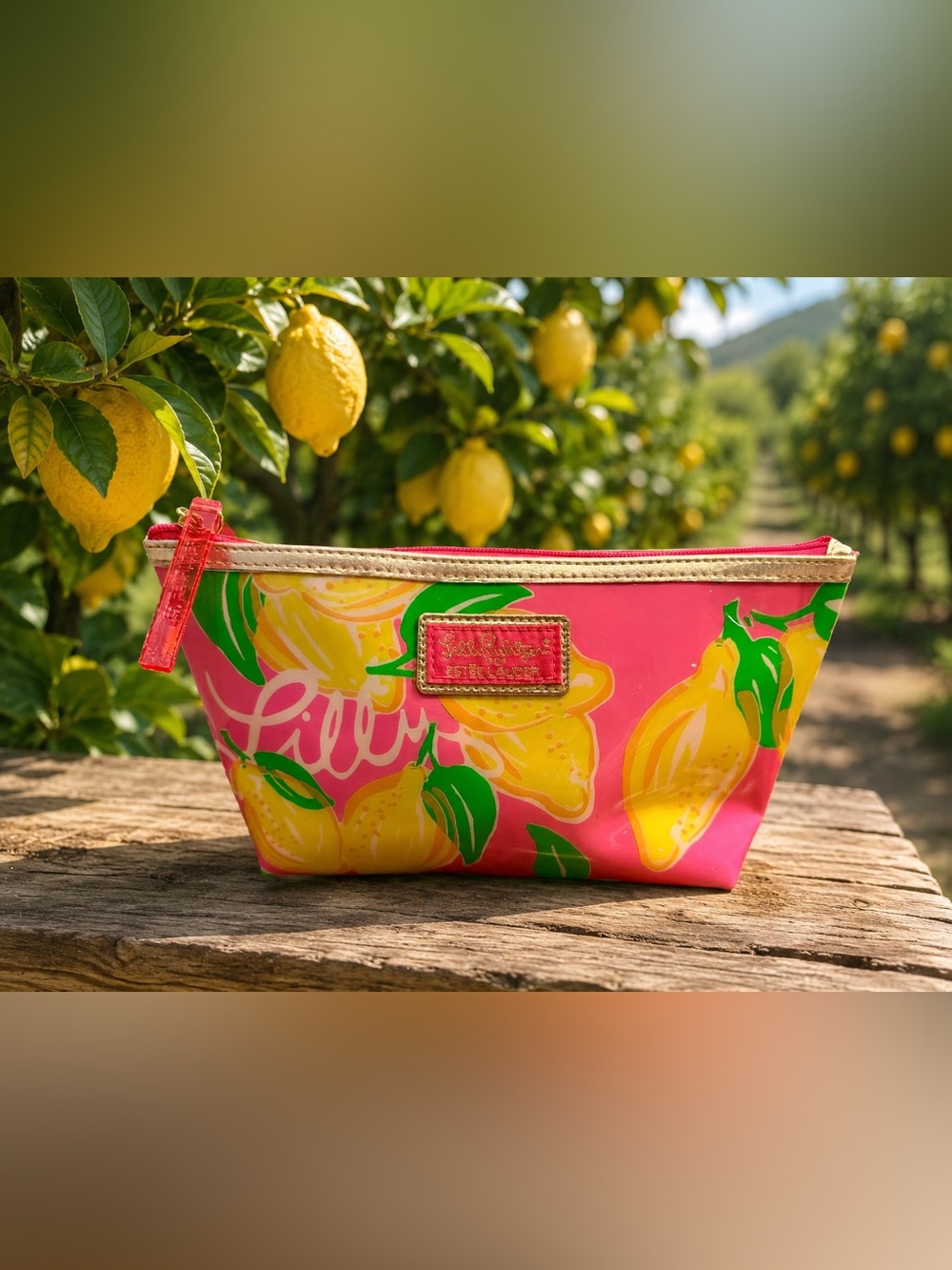 Lilly Pulitzer for Estée Lauder Lemon Cosmetic Makeup Bag